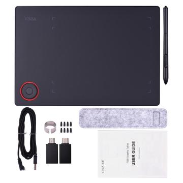 Professional Graphics Drawing Tablet Writing Board Controller Knob 8192 Levels Battery-Free Stylus Support PC/Laptop Connection