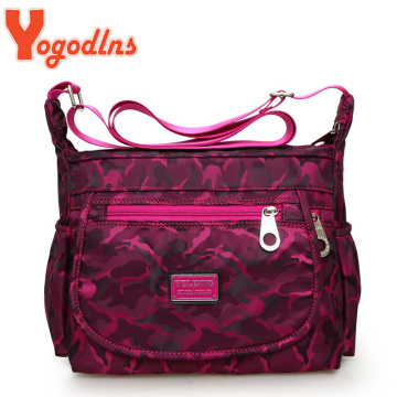 Yogodlns Vintage Camouflage Shoulder Bag Women Multifunction Nylon Crossbody Bag Large Capacity Mommy Handbag Shopping Purse sac