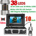 PDDHKK 10'' Inch HD Monitor 1000 TVL Visual Video Fish Finder Fishcam 20pcs White LEDs + 18pcs Infrared Lamp 360 Degree Rotating