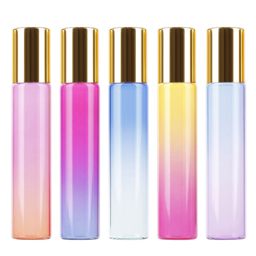 1Pcs Empty Mascara Tubes Gradient Color Glass Essential Oil Empty Perfume Bottle Roller Ball Travel Perfume Glass Bottle