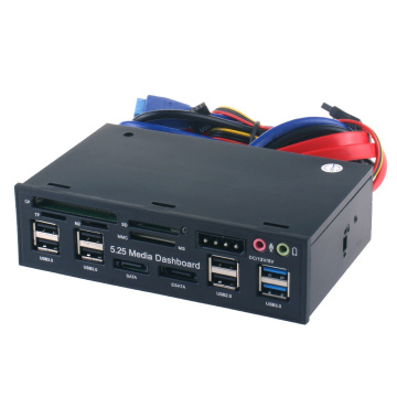 5.25inch Multifuntion PC Card Reader Optical Drive Accessories Media Dashboard Hub Front Panel Computer Audio ESATA Internal