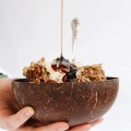 12-15cm Natural Coconut Bowl wooden Salad Ramen bowl Coconut Wood Spoon Set coco smoothie Kitchen tableware Coconut bowl