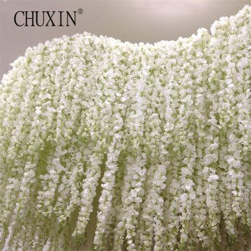 11PCS Artificial Flower Wisteria vine 120cm Single Silk140 Flowers Series DIY Plants home Wedding Decoration For Wall background
