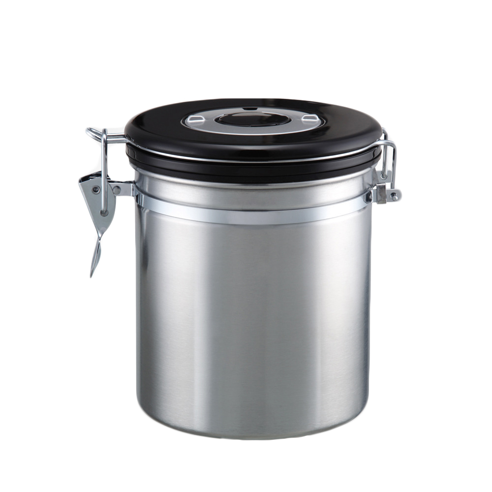 1.2L Stainless Steel Exhaust Valve Pot Jar Food Home Sugar Vacuum Sealed Can Tea Canister Storage Coffee Bean Kitchen Container