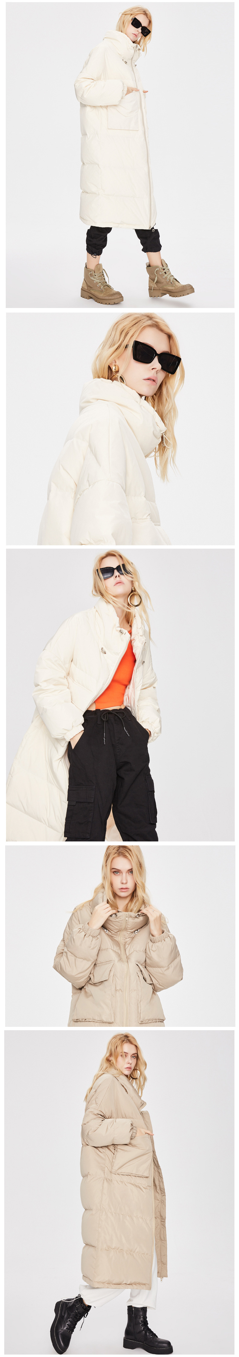 Women Stand Collar Long Down Coat