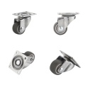 4pcs Furniture Casters Wheels Soft Rubber Swivel Caster Silver Roller Wheel For Platform Trolley Chair Household Accessori/
