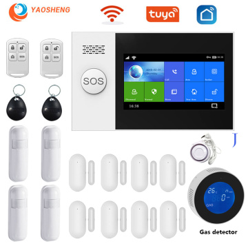 WIFI Tuya Security Alarm System Kit Smartlife App Control With Gas Detector Auto Dial Motion Detector Gsm Home Smart Alarm