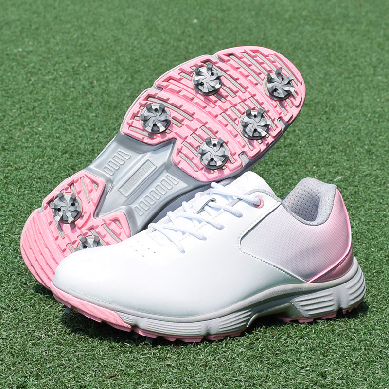 New Womens Waterproof Golf Shoes Pink Spikes Golf Sneakers Ladies High Quality Walking Shoes Women Sport Sneakers for Golfer