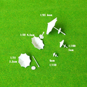 50pcs/Lot White Architectural Model Making Miniature Plastic HO N Z Scale Garden Umbrella For Diorama