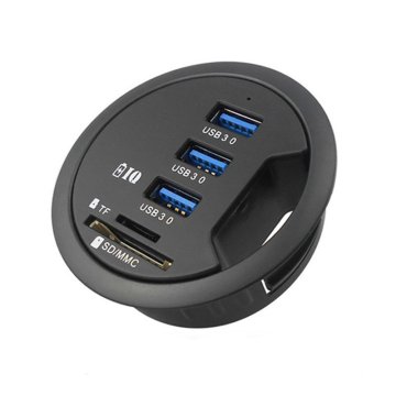 Top In-Desk USB Hub 3 Port USB 3.0 charger with 2 Slot,SD / Micro-SD Card Reader