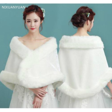 Wholesale Red White Wedding Bolero Bridal Bridesmaid White Fur Shawl Wedding Dress Coat Married Autumn and Winter