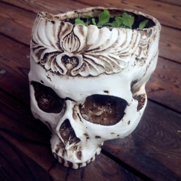 Resin Gothic Skull Head Flower Pot Planter Container Home Bar Ornament Decor #909