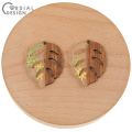 Cordial Design 50Pcs 28*37MM Earrings Accessories/Charms/Leaf Shape/Natural Wood & Resin/DIY Making/Jewelry Findings & Component