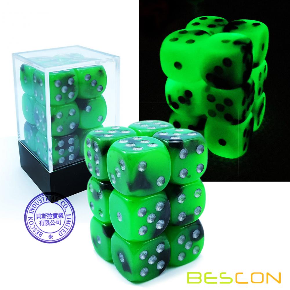 Two Tone Glowing Dice D6 16mm 1