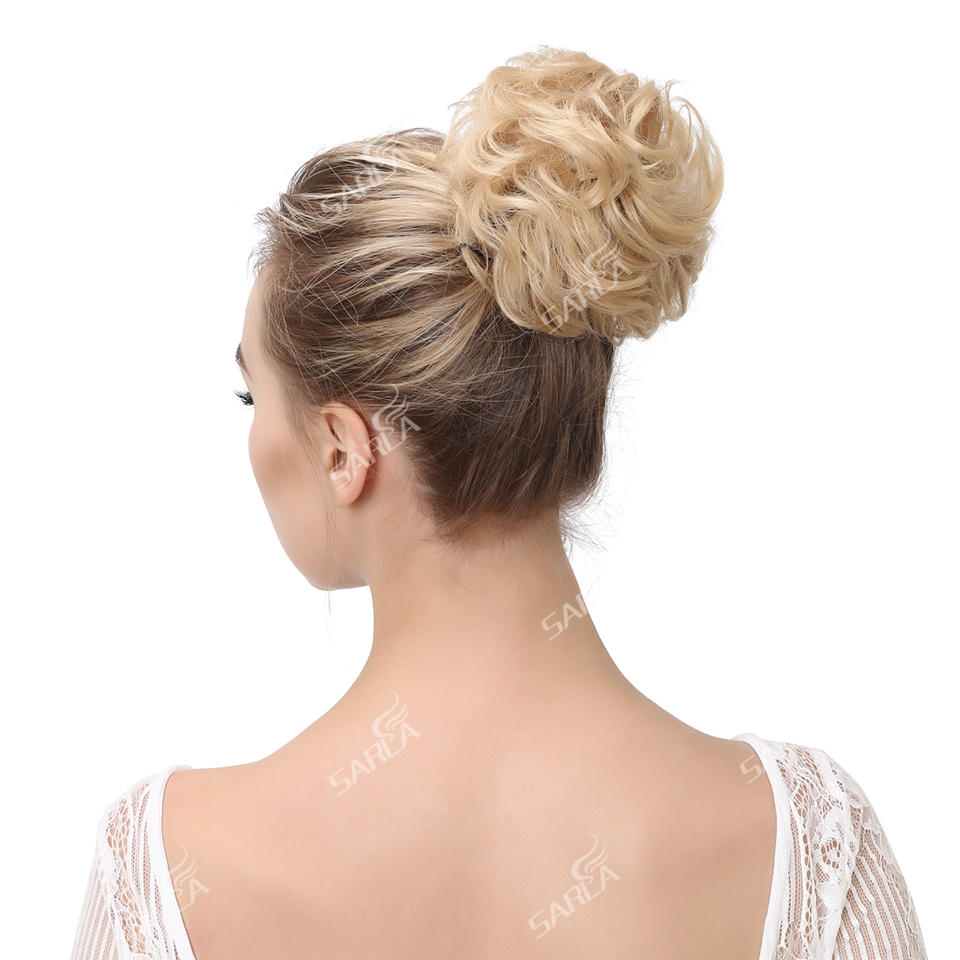 Curly Elastic Hair Chignon Extension Hairpiece Messy Bun Synthetic Clip-in Drawstring Afro Postiche Updo Wedding Q7