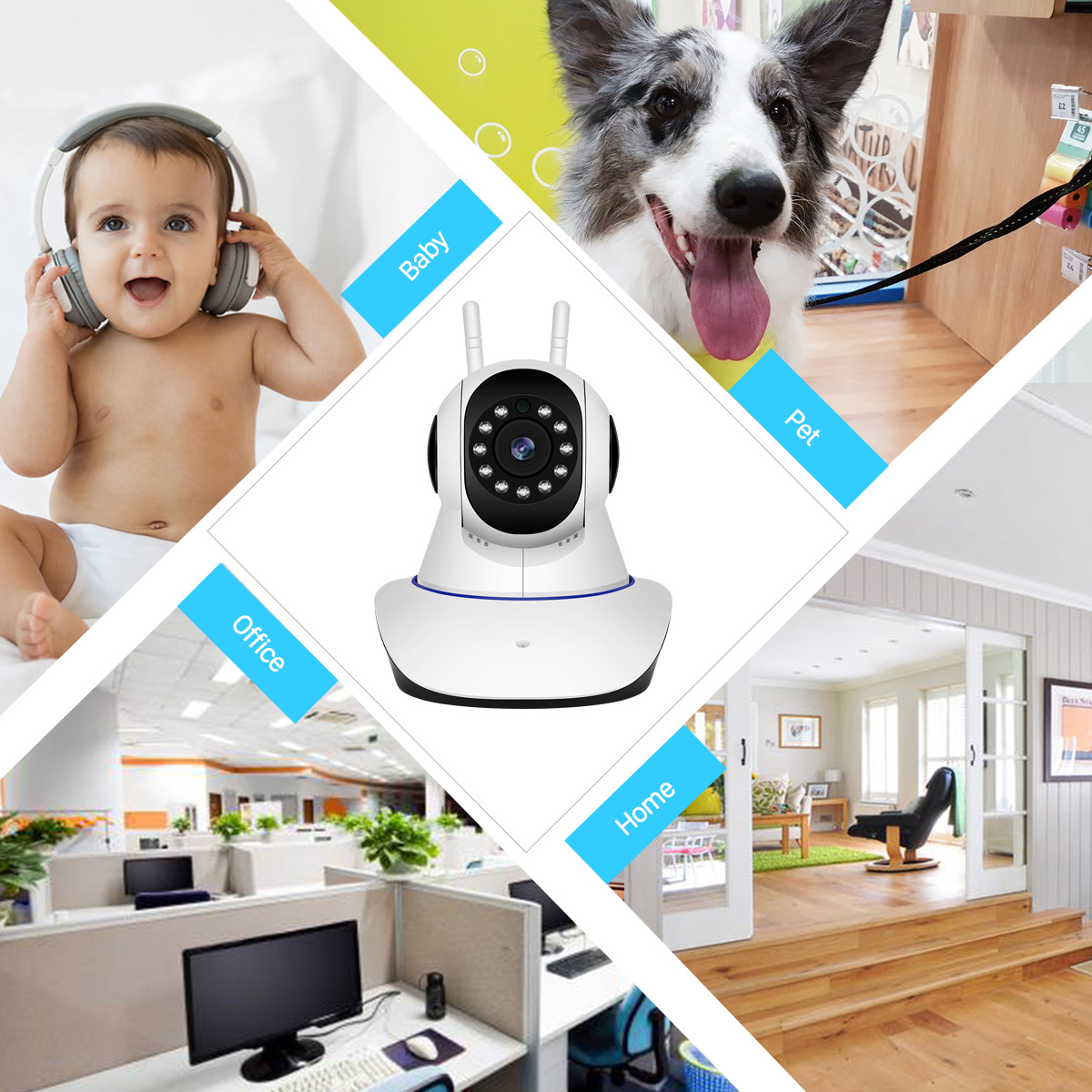 BESDER Full HD 1080P WIFI Camera Two-way Audio P2P Motion Alarm Home Security Wireless IP Camera Baby Monitor SD Card Slot iCsee