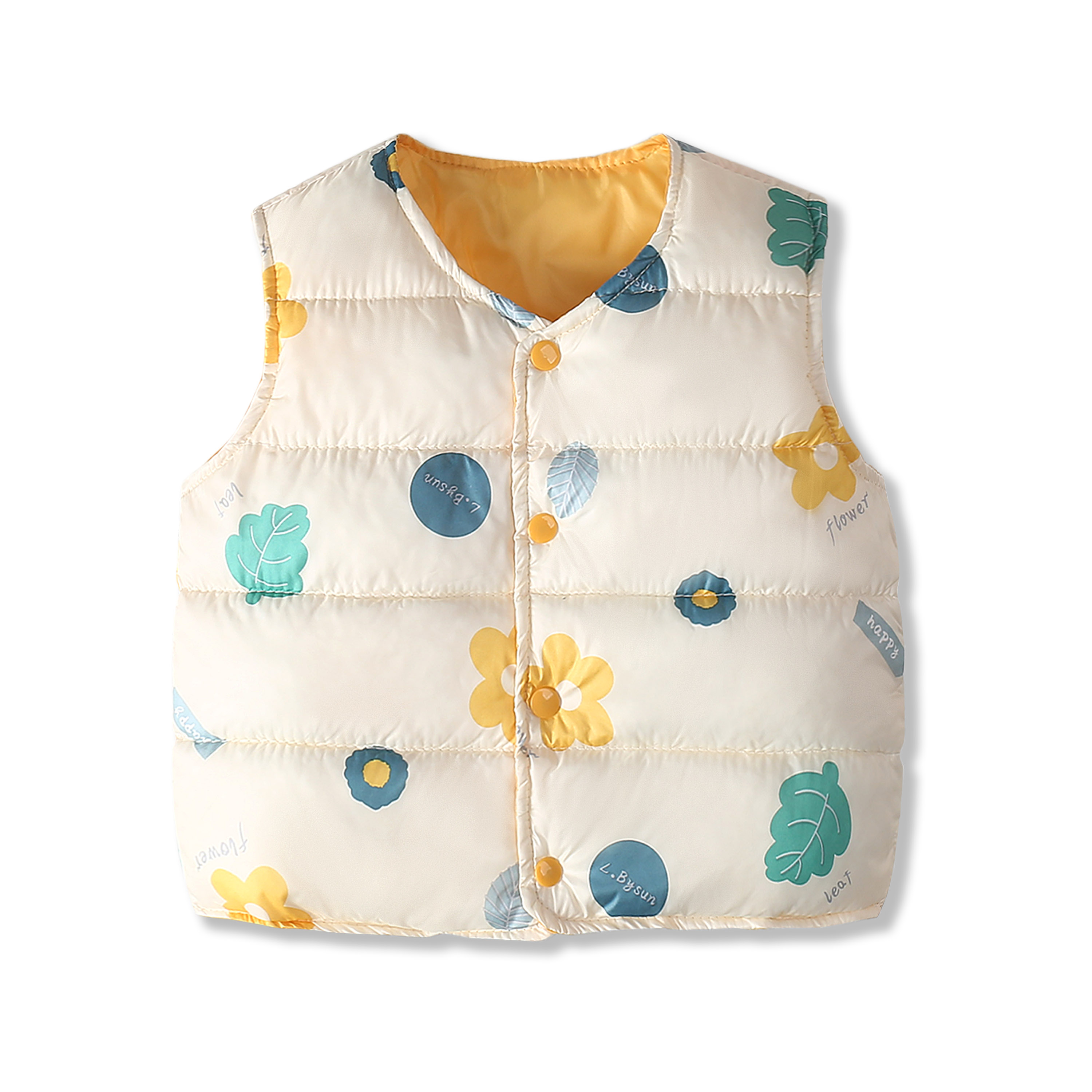 Baby Boys Girls Vest Jackets Newborn Outerwear Coat Clothing Flower Print Toddler Girl Padded Warm Winter Waistcoat Kids Clothes