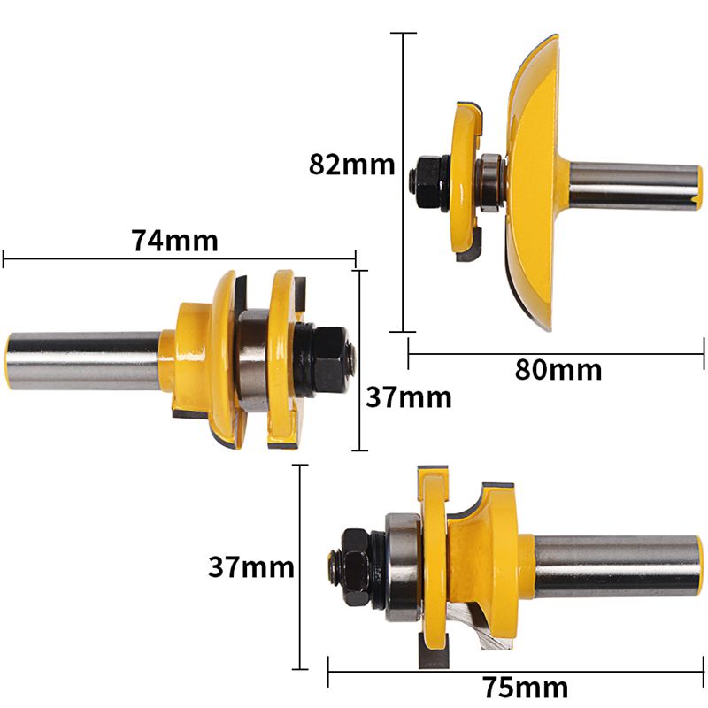 3Pcs 1/2inch Shank Rail & Blade Cutter Panel Cabinet Router Bits Set Milling cutter Power Tools Door knife Wood Cutter
