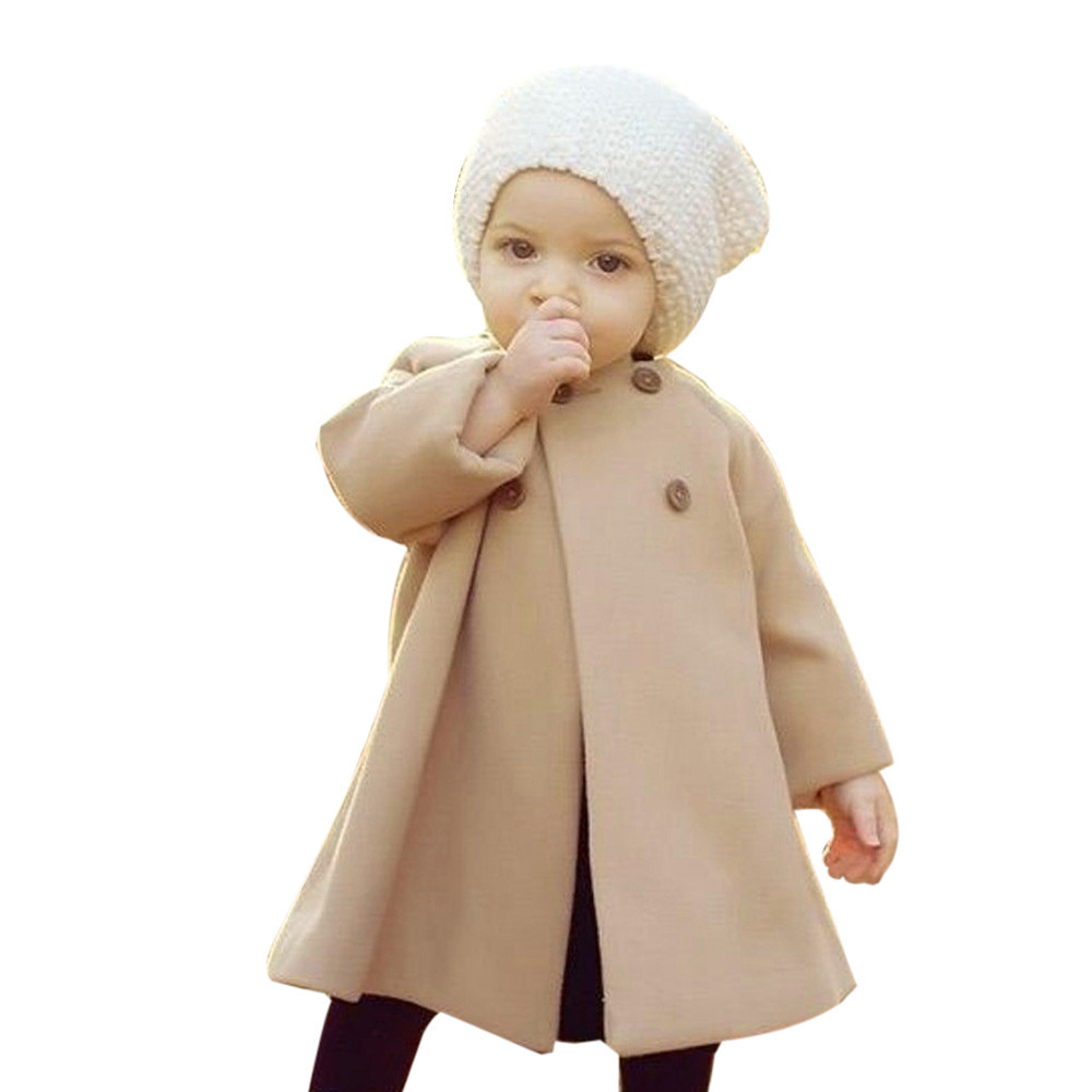 Autumn Winter Girls Kids Baby Outwear Cloak Button Jacket Warm Coat Clothes Outwear Cloak Button Jacket Warm Coat Clothes