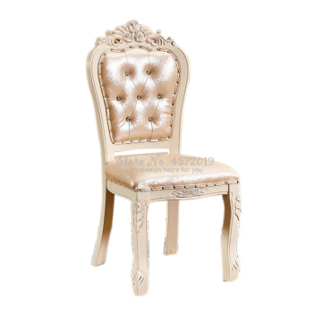 B Single Solid Wood Chair European Dining Chairs Like White House Hotel Tables and Chairs Soft Bag Make-up Nail Mahjong Back