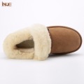 INOE Sheepskin Suede Leather Wool Fur Lined Women Short Ankle Winter Boots for woman Snow Boots Warm Shoes Flats Non-slip Sole