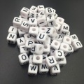 Free Shipping 100PCS 10MM Cube Acrylic Letter Beads Single Initial A Printed Lucite Plastic Alphabet Square Beads for DIY