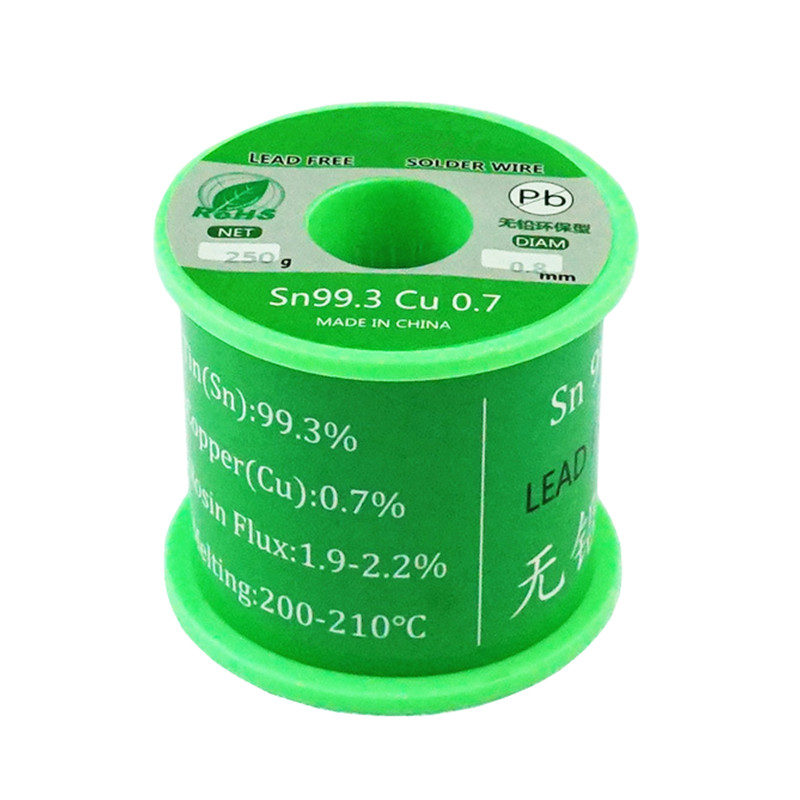 250g 500g 0.5/0.6/0.8/1.0/1.2/2.0mm Sn99.3 Cu0.7 Leed-free Solder Wire Roll Reel Unleaded Lead Free Rosin Core Flux Welding Tool