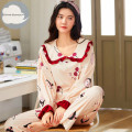 Spring Autumn Knitted Cotton Women's Sleep Lounge Pajama Long Sleeved Woman Pajama Set Cartoon Pyjamas Sleepwear M-XXXL Fashion