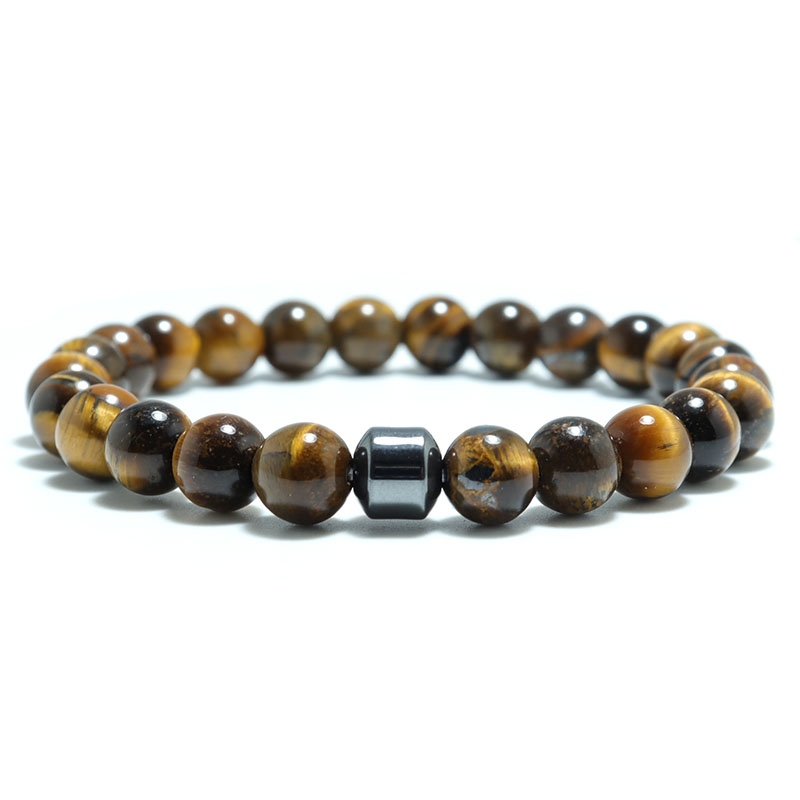 Noter Natural Stone Bracelets Male Minimalist Map Lava Tiger eye Brazalete For Hombre Buddha Braslet 8mm Hematite Strand Braclet