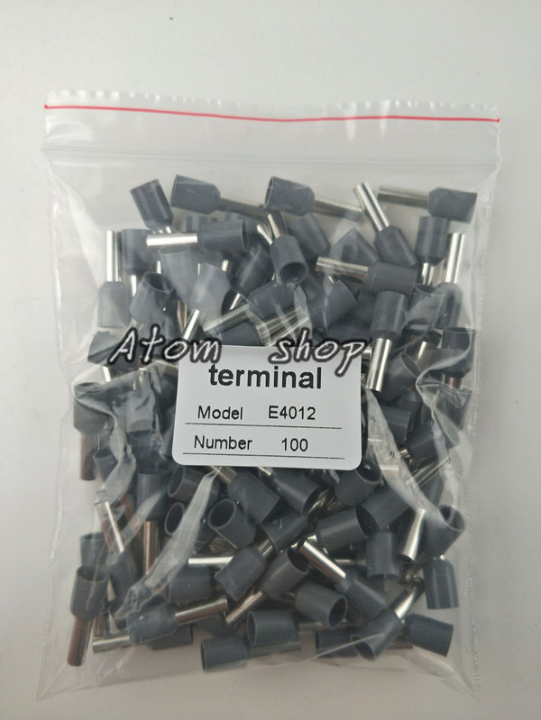 FREE SHIP 100pcs E4012 grey 12 AWG 4mm2 Insulated Cord End Terminal Wire Ferrules