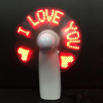 Mini USB Handheld Fan Gadgets Flashing I Love You LED Cooler Desktop Cooling Gift Fan with Characters Messages