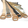 1PCS New Women Rope Braiding Women Belt Square Buckle Skirt Belt Vintage Knitted Waist Belt Hand-Woven Elastic Belt
