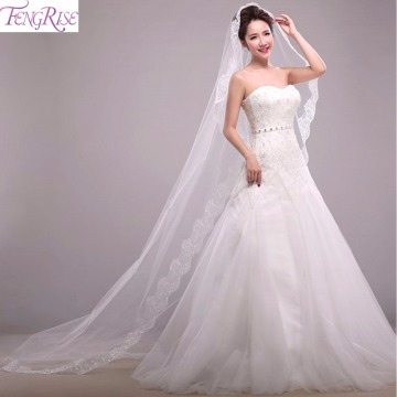 FengRise 1.5/2/3M Lace Edge Bridal Veils One Layer White Wedding Veil Wedding Accessories Romantic Wedding Decor Party Supplies