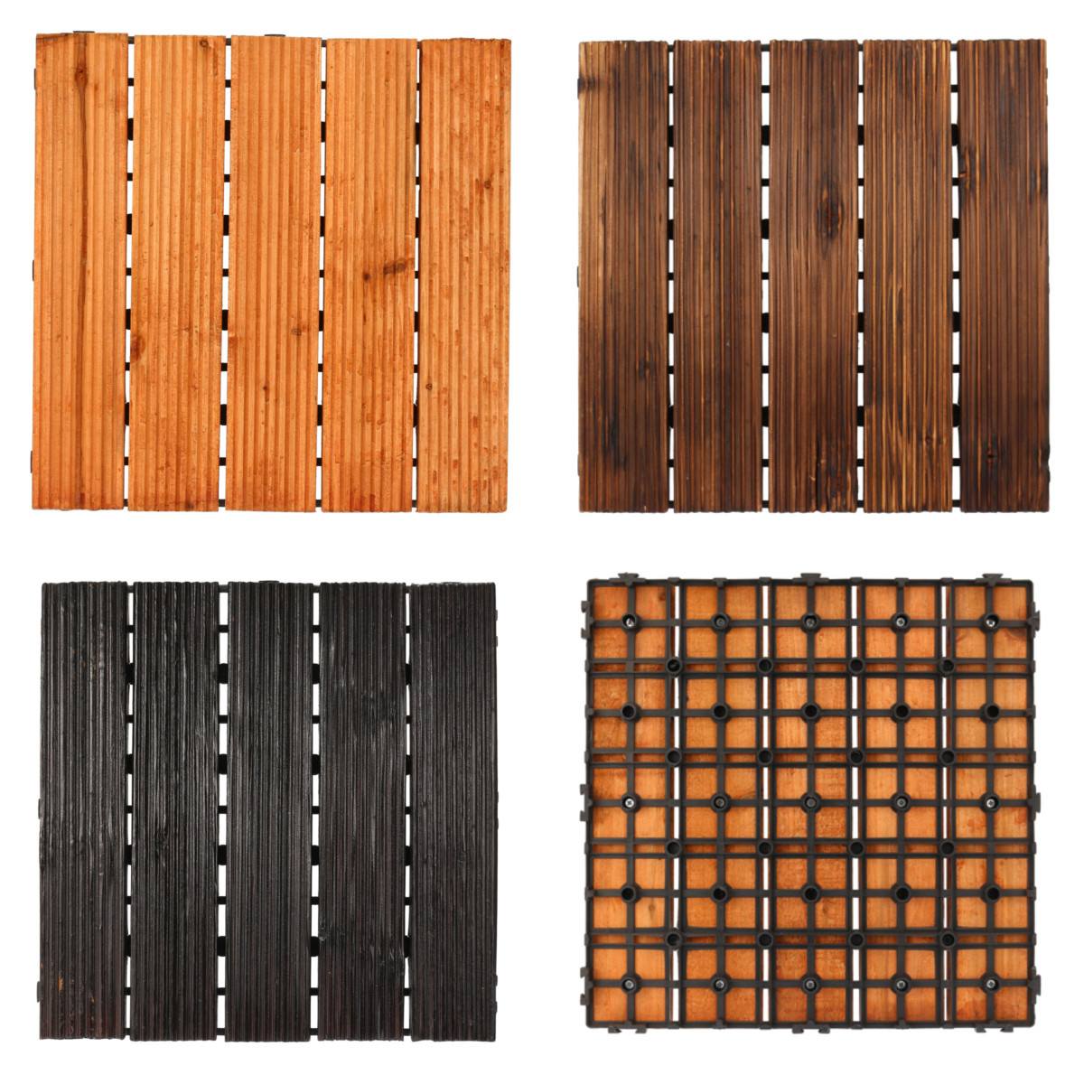 DIY Wood Patio Interlocking Flooring Decking Tile Indoor Outdoor Garden Floor Decoration Furniture Accessories 3 Colors 30x30cm