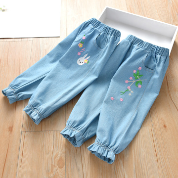Girls' jeans children's casual pants cotton