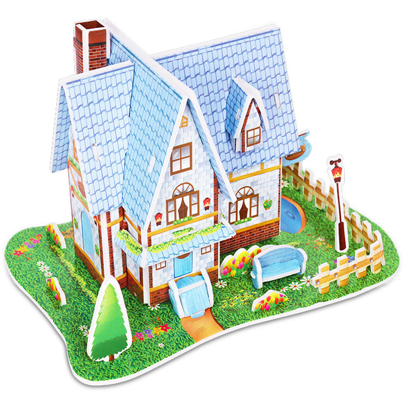 Attractive Cartoon Castle Garden Princess Doll House Furniture DIY Dollhouse 3D Puzzle Interesting Educational Toys For Children