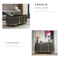 American-Style Solid Wood Porch Cabinet Simple Stainless Steel Marble Console Table Lobby Storage Chest of Drawer
