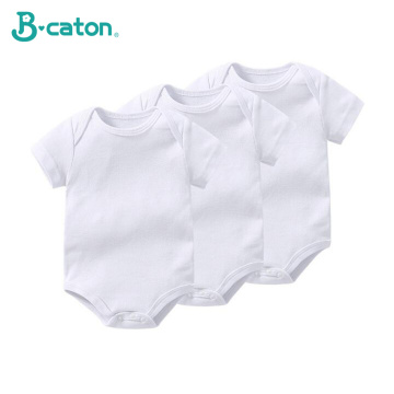 3 Pcs Baby Rompers Short Sleeve Baby Underwear 100% Cotton Soft Breathable White Hyperelastic 0-1 Years Old