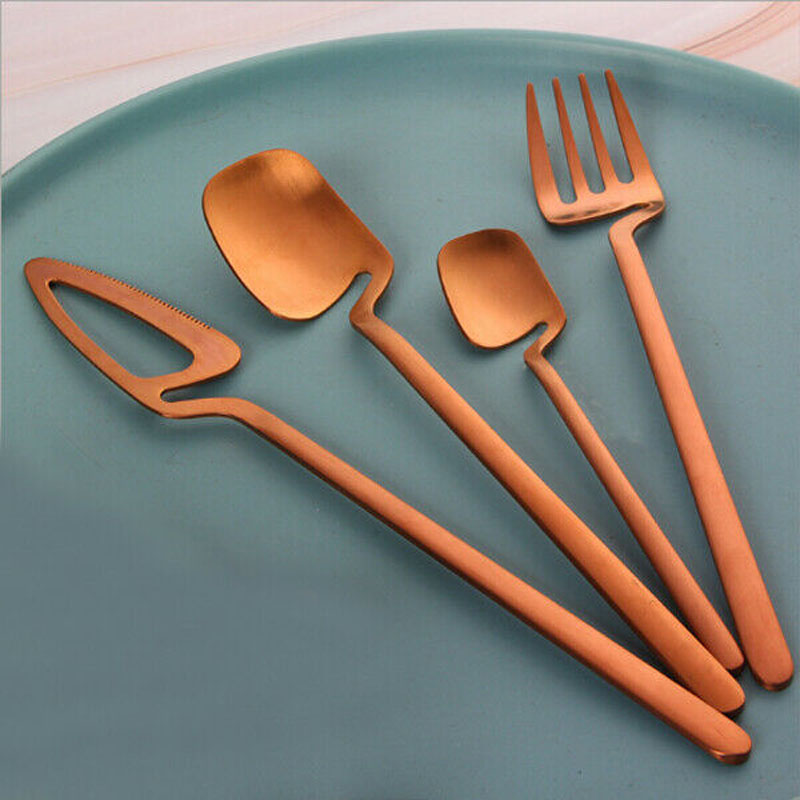 4pcs Dining Spoon Fork Cutlery Set Ice Cream Desserts Soup Coffee Use Home Kitchen Table Decor Flatware Sets kitchen tools