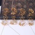 8Pcs Princess Skirts Metal Frame Pendant Gold Charm Bezel Setting Cabochon Setting UV Resin Charm