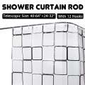 Expandable Curved Shower Curtain Rod 40-64inch Bath Tub Corner Curtain Rail Clip Track Rail Hardware Shower Curtain Poles