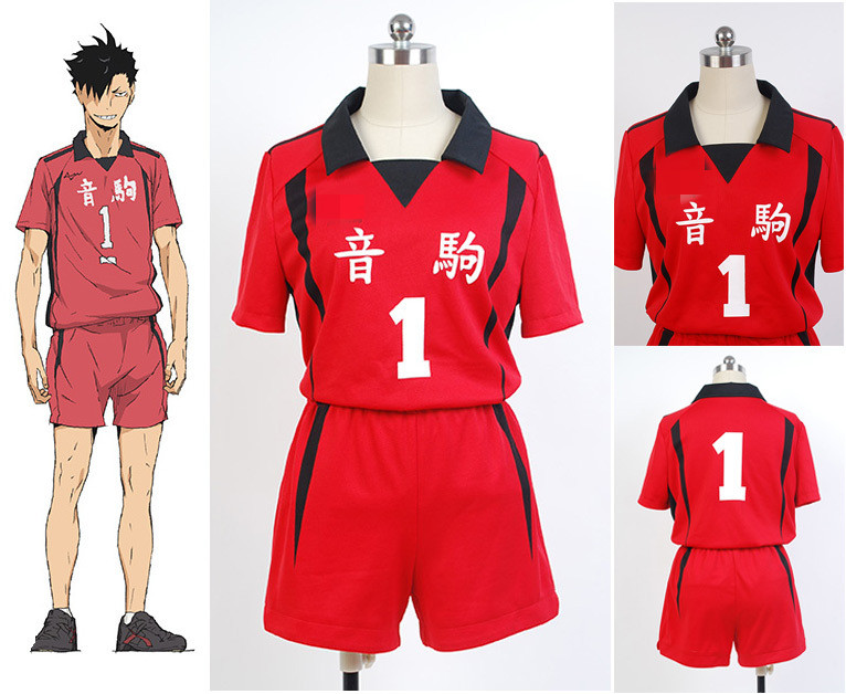 Haikyu Haikyuu!! Nekoma High School NO 1 Tetsuro Kuro Volleyball Jerseys Sport Wear Club T Shirt Shorts Anime Cosplay Costume