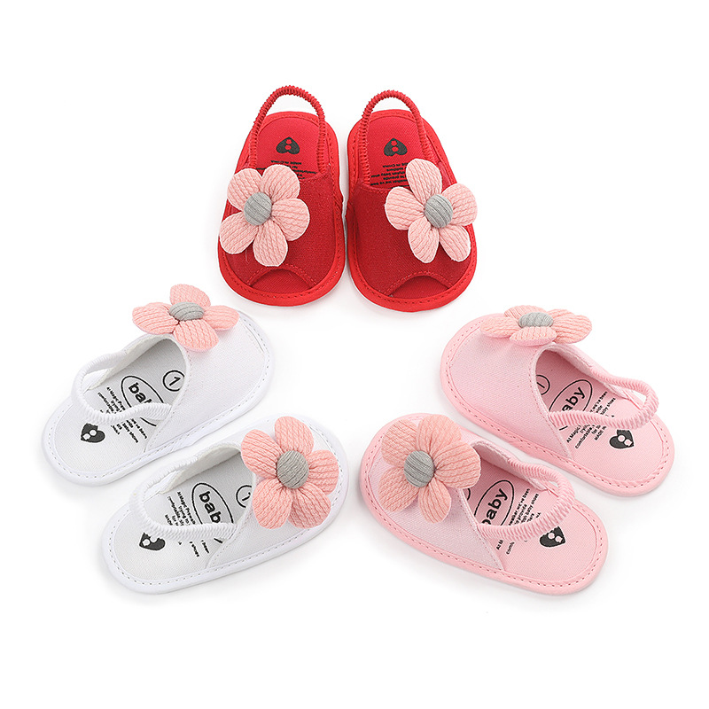 2020 Cute flower soft sole Baby sandals Newborn Summer First Walkers Baby Girls Non-slip Slipper Infant Prewalkers Crib Shoes