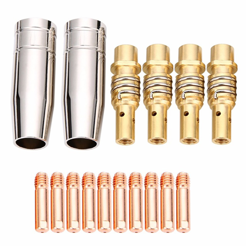 11Pcs/Set Mig Welding Nozzle Welder Torch Nozzles Gold Tip Holder Contact Tips 0.040 Inch Gas Diffuser Set For Torches