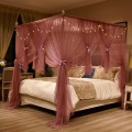 Quadrate Palace Mosquito Net Stainless Steel Frame Romantic Lace Bed Canopy Nets Three-door Bedcover Curtain Home Textiles Decor