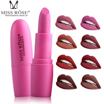 MISS ROSE Lipstick Matte Waterproof Velvet Lip Stick 8 Colors Sexy Red Brown Pigments Makeup Matte Lipsticks Beauty Lips TSLM2