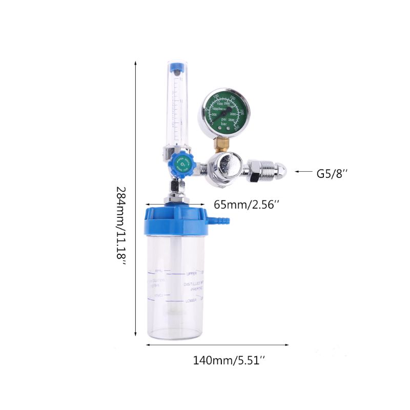 CGA 540 Pressure Regulator Inhaler Oxygen Pressure Gauge Reducing Valve G5/8\" L69A