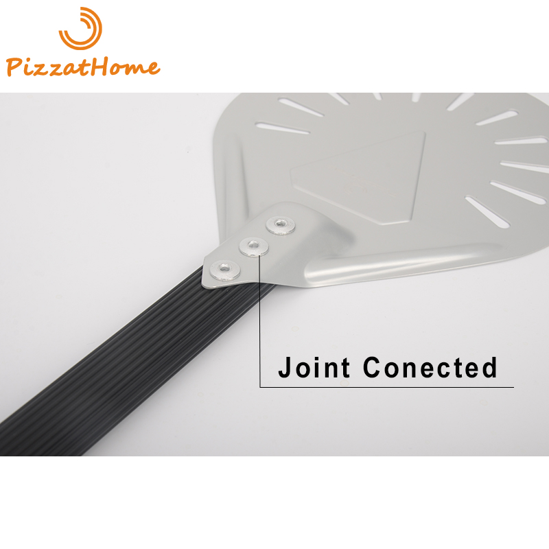 PizzAtHome 8/ 9 Inch Turning Pizza Peel Perforated Pizza Shovel Aluminum Pizza Peel Paddle Short Pizza Tool Non-Slip Handle