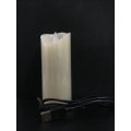 set of 3 USB powered Rechargeable led pillar paraffin candle wavy edge moving wick Wedding Xmas Party bar decor 10CM-12.5CM-15CM