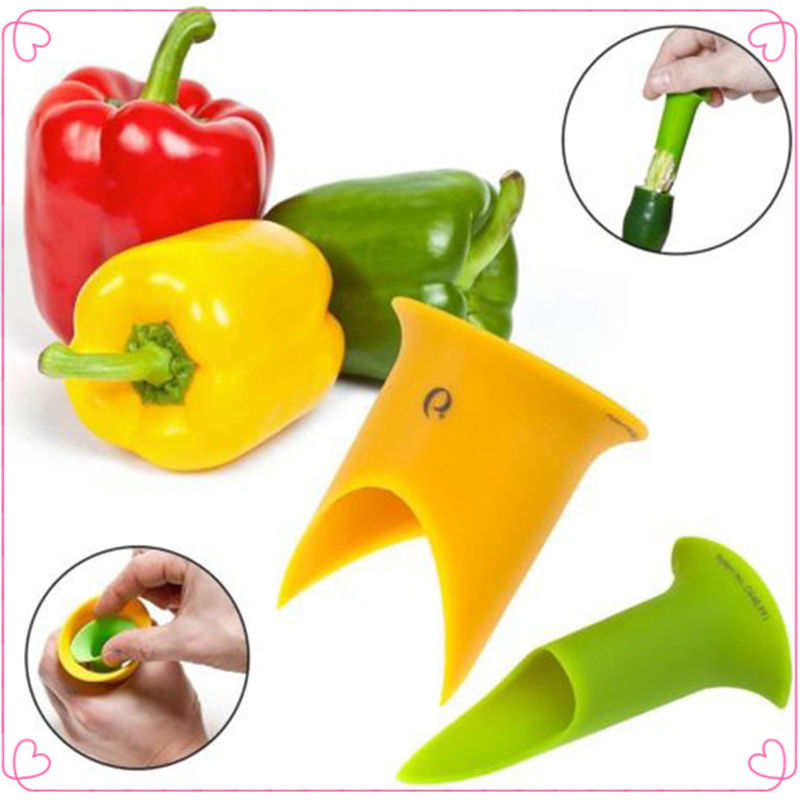 2pcs useful chili Pepper saving seeder corer separator coring device digging tool Pepper stalks to dig kitchen tool device Peel